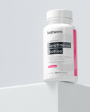 Cutie de capsule Keratine 1000 Biotine Ivatherm alături de fire de păr sănătos