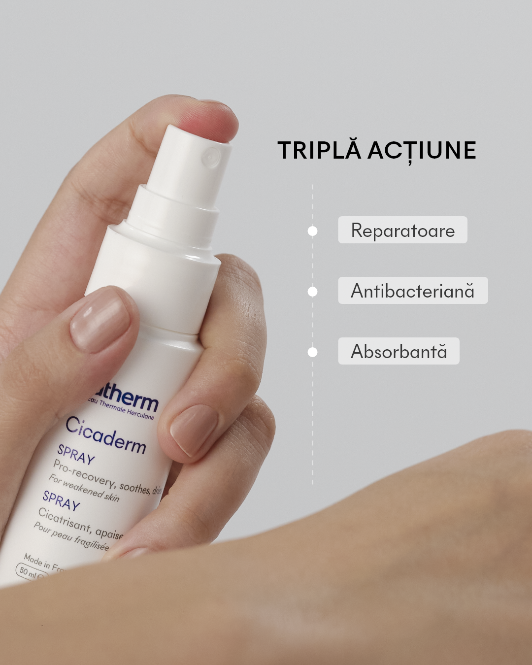 Cicaderm Spray reparator cu Mimosa tenuiflora pentru leziuni umede și piele sensibilă, 50 ml