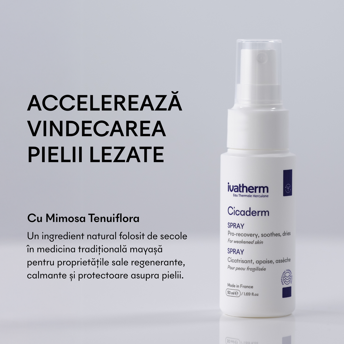 Cicaderm Spray reparator cu Mimosa tenuiflora pentru leziuni umede și piele sensibilă, 50 ml